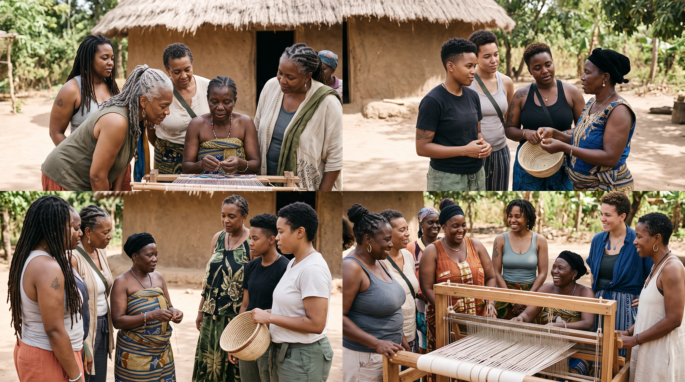 Black lesbian and queer women participating together in a respectful cultural experience